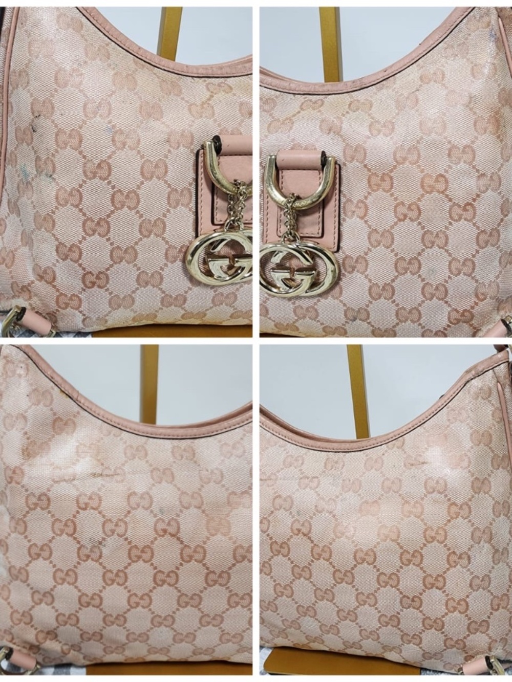 Authentic Gucci GG Crystal Canvas Glossy Small Abbey D Ring Shoulder Bag Pink - Picture 9 of 13